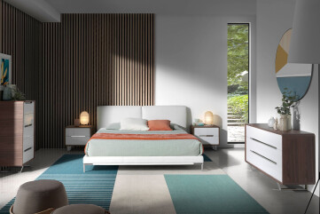 7106 - Chest of Drawers White Wood, Walnut and Chromed Steel 7106 - Chest of Drawers White Wood, Walnut and Chromed Steel