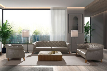 6187 - Chester Sofa 2 Seater Grey Leather 6187 - Chester Sofa 2 Seater Grey Leather