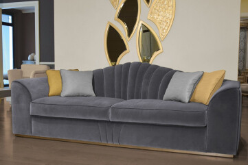 Curved Back Leather Sofa - 20416 Curved Back Leather Sofa - 20416