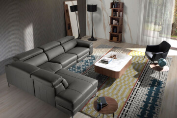 6112 - Left Chaise Longue Relaxation Sofa in Dark Grey Leather 6112 - Left Chaise Longue Relaxation Sofa in Dark Grey Leather