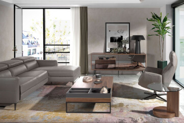 2036 - Round Tempered Glass and Walnut Corner Table 2036 - Round Tempered Glass and Walnut Corner Table
