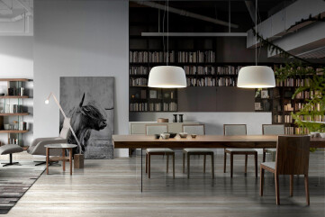 1028 - Rectangular Walnut and Tempered Glass Dining Table 1028 - Rectangular Walnut and Tempered Glass Dining Table