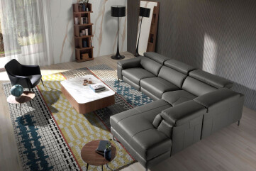 6111 - Right Chaise Longue Relaxation Sofa in Dark Grey Leather 6111 - Right Chaise Longue Relaxation Sofa in Dark Grey Leather