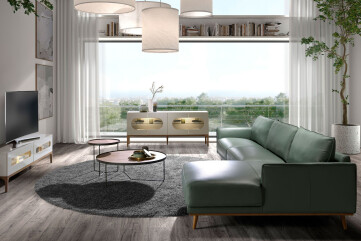 6199 - Right Chaise Longue Sofa in Green Leather 6199 - Right Chaise Longue Sofa in Green Leather