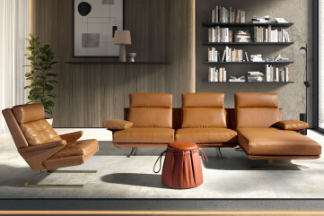 6227 - Right Chaise Longue Sofa in Brown Terracotta Leather 6227 - Right Chaise Longue Sofa in Brown Terracotta Leather