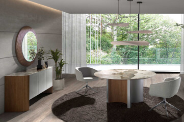 3261 - Sideboard Silver Wood, Walnut and Porcelain Marble Top 3261 - Sideboard Silver Wood, Walnut and Porcelain Marble Top