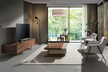 3045 - Tv Stand Walnut and Chromed Steel 3045 - Tv Stand Walnut and Chromed Steel