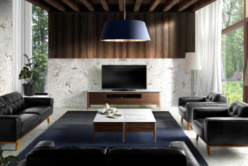 3083 - Walnut Tv Stand With Glass Top Imitation Marble 3083 - Walnut Tv Stand With Glass Top Imitation Marble