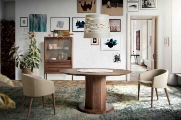 3075 - Walnut High Sideboard With Imitation Marble Glass Top and Interior Lighting 3075 - Walnut High Sideboard With Imitation Marble Glass Top and Interior Lighting
