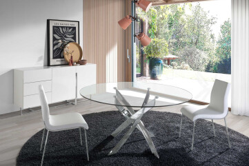 3051 - White Wood and Chrome-plated Steel Sideboard 3051 - White Wood and Chrome-plated Steel Sideboard